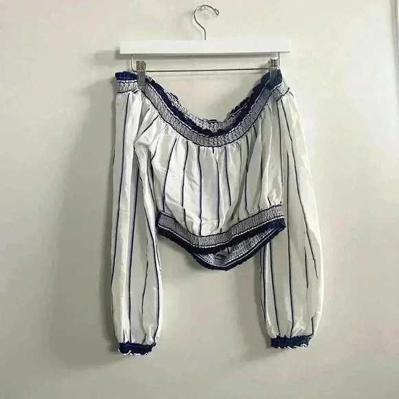 Lovers + Friends striped off shoulder blouse XS - Picture 2 of 5